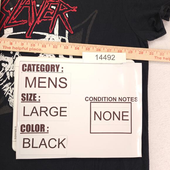Slayer Graphic Band Short Sleeve Crew Neck Shirt Mens Size Large L Black - Picture 7 of 9